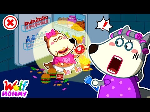 Caught Sneaking Food from Fridge at Midnight? Don't Overeat! | Good Habits | Mommy Wolf Kids Cartoon
