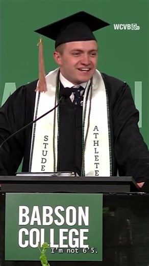 Jake Thibeault gives inspiring speech at Babson College commencement