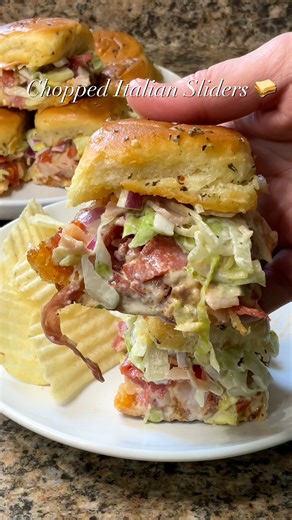 These Chopped Italian Sliders are still one of the most popular recipes on my website even after two years! #Sliders #appetizers #partyfood #easyrecipe #Holidays #partyfood #gameday #whatsmomcookin | Whatsmomcookin