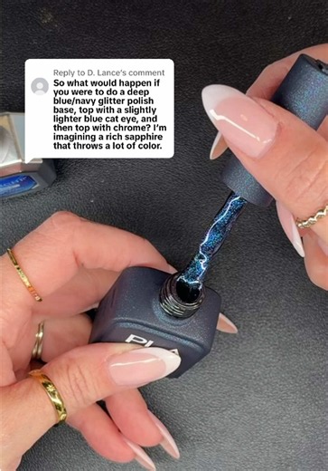 Replying to @D. Lance Navy Glitter Blue Cateye Chrome = Jewel Nail?? #nails💅 #nailart #naildesigns #nailinspo #cateye