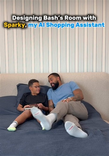 #WalmartPartner Bash has a vision for his new room, but Dad has a BUDGET! 😂🎮 Thankfully, Sparky, my AI shopping assistant in the @Walmart app, is helping us bring his ideas to life without breaking the bank! 🙌🏽 Try Sparky for your next shopping project! 🛒✨ @Walmart Creator #WalmartCreator