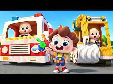 Let's Fix the Cardboard Cars | Vehicle songs | Learn Through Play | Kids Songs | BabyBus