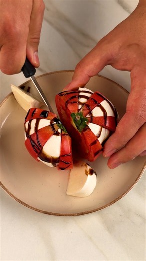 Tomatoes Stuffed with Mozzarella 🍅🧀 #tasty #tomato #mozzarella #trick
