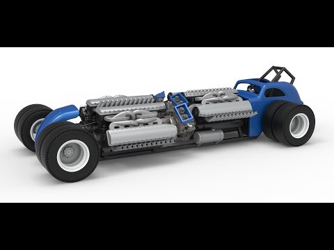 3D printable Vintage AWD Dragster Scale 1:25 3D model view