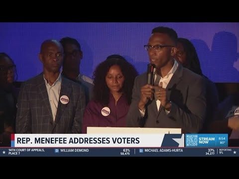 Christian Menefee speaks after defeating Al Green in District 18 Democratic primary