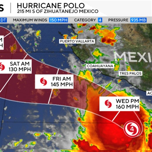 Hurricane Polo grows into Category 5 storm off Mexico