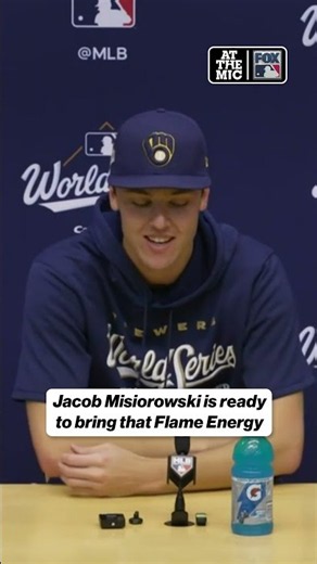 Jacob Misiorowski on which Pokémon energy he was bringing to Game 1 tomorrow #MLB #Brewers #baseball