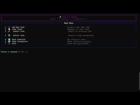 Build a Modern Python CLI Todo App || Phase 1 Hackathon Project