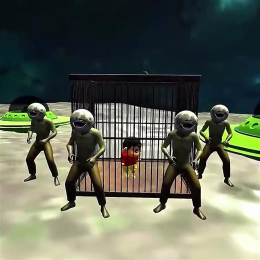 😱 SHINCHAN KIDNAPPED! Monster Police Train Saves Shinchan From Scary Moon 💥 | Alien Rescue #shorts