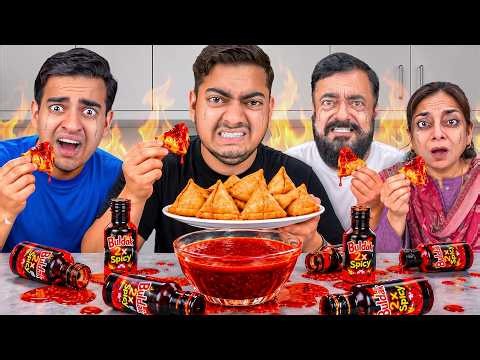 100x Spicy Samosa Challenge With Family 😱