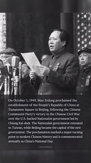 October 1, 1949 – People’s Republic of China is founded