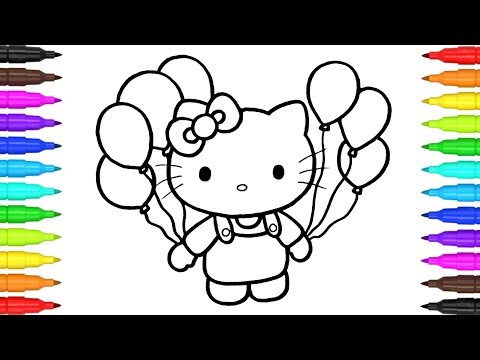 How to Draw Beautiful Hello Kitty with Balloons 🎀😸🎈💙♥️ Hello Kitty Drawing & Coloring Pages for Kids