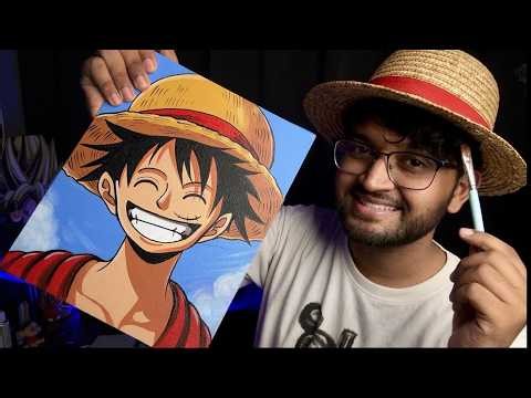 One Piece Drawing, Luffy Drawing, Anime Art, Canvas Painting 😍