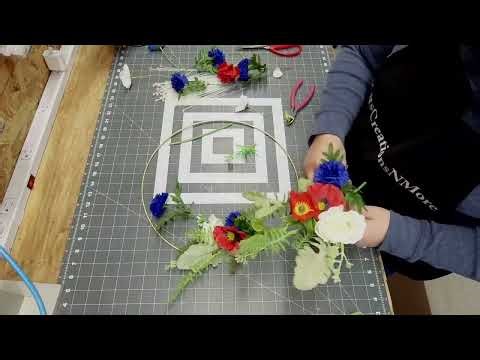 How to Make a Patriotic Floral Hoop Wreath Making Tutorial with Kat from KatsCreationsNMore