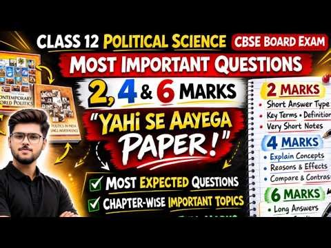 Class 12 Political Science Most Important Questions 2026 | 2 4 & 6 Marks | CBSE Board Exam