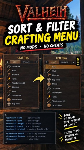 How to Sort the Crafting Menu in Valheim (No Mods)