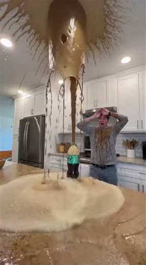 Soda Bottle Explodes Everywhere!