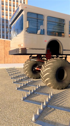 Spike Strip Vs Bus Tires! Will The Tire Survive? BeamNG.drive #beamngdrive #beamng