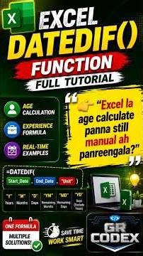 Excel DATEDIF Function in Tamil | English - Age Calculation Formula | Real-Time Examples Part1 - 13