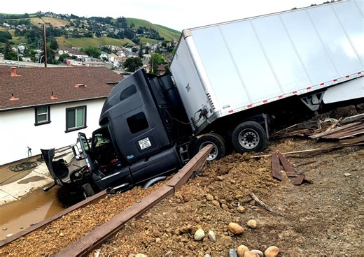 Out-of-control big-rig truck crashes into Crockett home’s yard