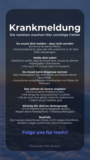 Krankmeldung: Diese Fehler machen viele Arbeitnehmer 🤒| #krankschreibung #au #finanzenmitjanzen