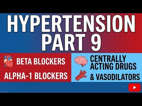 Hypertension Part 8 | Beta Blockers, Alpha-1 Blockers, Centrally Acting Drugs & Vasodilators