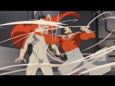 Invincible vs. Thragg and Omini-man in a faaah punch battle