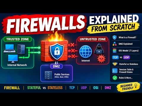Firewalls Explained from Scratch | Stateful vs Stateless Firewall | OSI, TCP, UDP & DMZ