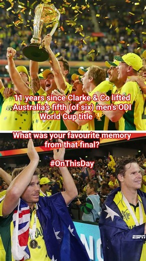 11 years since Clarke & Co lifted Australia's fifth (of six) men's ODI World Cup title 🏆 #worldcup