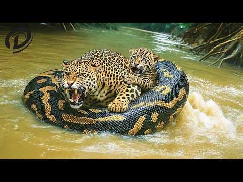 Python Attacks Baby Leopard: Mother Leopard Fights to Pull Her Cub from the Coils | Animal Fight