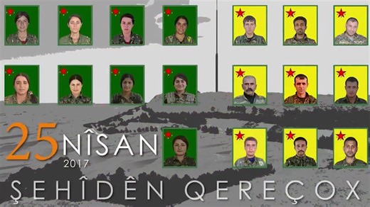 🚨Tek bir saldırıda 20 savaşçı şehit düşmüştü: Rojava / Qereçox şehitleri anılıyor📍25 Nisan 2017'de Qereçox Dağı'nda YPG-YPJ karargahı, YPG İletişim Merkezi, Rojava Radyo Merkezi ve birçok askeri kurum savaş uçakları ile hedef alınmıştı📍Şehitler anısına tören gerçekleşiyor