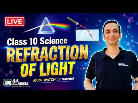 Refraction & Refractive Index Explained (LIVE) 🔦 | Class 10 Science