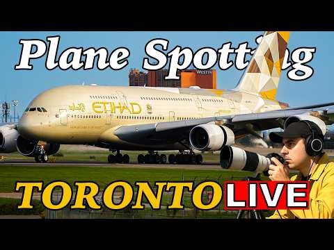 LIVE MONDAY Sunrise Toronto Airport (YYZ)! A380 from Emirates and Etihad! and 777 and A350
