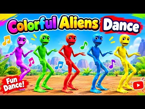 Colorful Aliens Dance 🌈👽 | Fun Dance Song for Kids | Rainbow Colors | Kids Cartoon Video