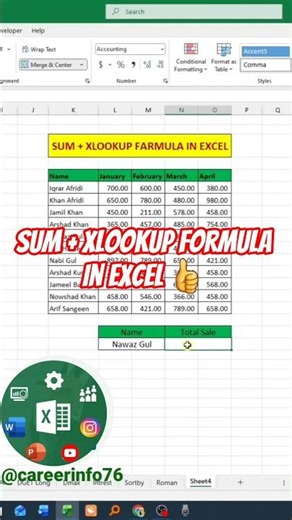 Sum + Xlookup formula in excel 👍 #ExcelTricks #ExcelShorts #ExcelTips #LearnExcel #Productivity #yt