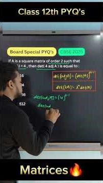 Matrices| CBSE Class 12th | Adjoint of matrix| PYQ's |MCQ's #cbse #yt #ytshort #ytfeeds #maths #pyq