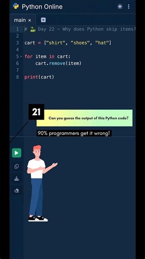 Day 22 of 100 Days | Python list loop trick! Can you guess the output before the code finishes? 🤯