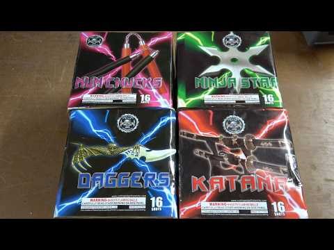 Ninja Weapons assortment of 4 16 shot 200g cakes by Cutting Edge