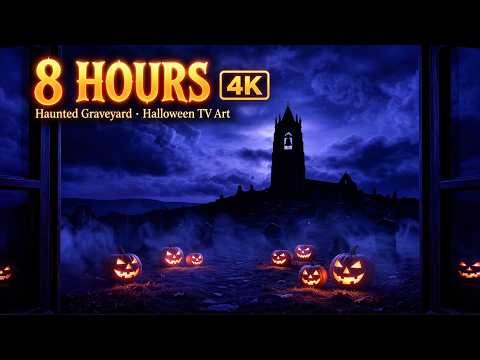 🎃 Haunted Graveyard Halloween Screensaver for TV | 8 Hours in 4K