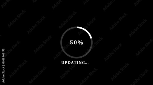 System updating bar animation on black background with 100%. Upgrade System Sign, Update Process Completed, Refresh Button, Operating system upgrade concept, software updating and process.4k video