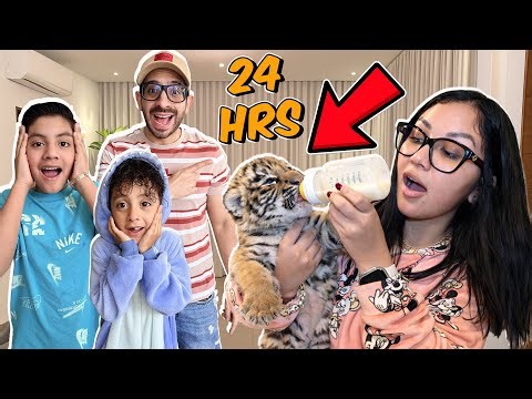 24 HORAS SIENDO NIÑEROS DE UN TIGRE BEBE 🐯 | Family Juega