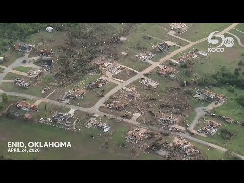 Sky 5 video shows devastation after large tornado hit Enid neighborhood