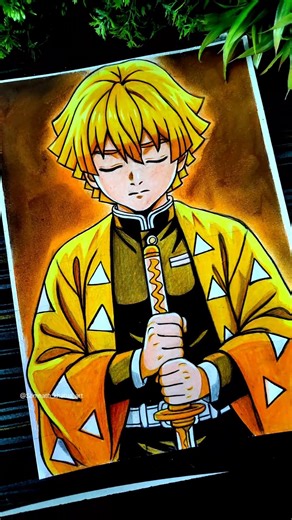 Zenitsu Drawing Colour ❤✍️Demon Slayer Anime Drawing#shorts #zenitsu #anime #drawing #demonslayer