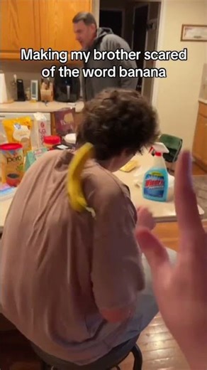 MAKING MY BROTHER SCARED OF THE WORD BANANA #shorts