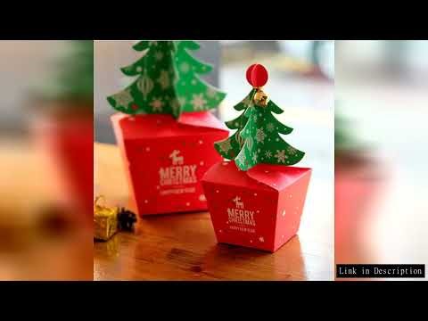 10/20Pcs Merry Christmas Gift Bags Xmas Tree Shape Paperboard Packing Bag New Year Candy Snack Stora