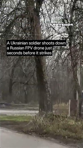 Ukrainian Soldier Destroyed Russian FPV Drone Seconds Before It Strikes #warinukraine