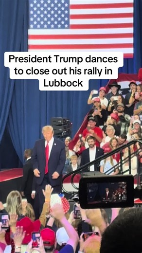 President Trump dances to close out his rally in Lubbock #trumprally #trump #ymca