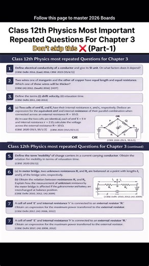 Class 12th physics most imp repeated questions for chapter 3 👍 #shorts #shortsfeed #shortsviral #tip