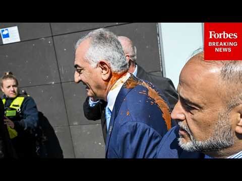 Red Liquid Was Thrown On Reza Pahlavi, Son Of Iran's Former Shah, During An Event In Berlin, Germany