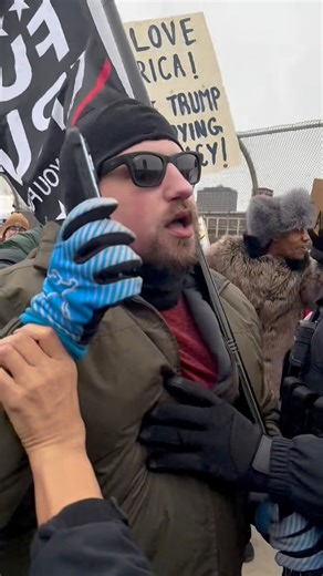 A man was arrested after repeatedly walking up to police while marching with more than 100 other anti-Trump protesters at Detroit's MotorCity Casino, where President Donald Trump is expected to speak to the Detroit Economic Club, on Tuesday, Jan. 13, 2026. At least one other person was arrested at the protest. Police are attempting to disperse protesters at the corner of Trumbull and Temple, away from MotorCity Casino. Get more coverage of the protests and Trump's speech at Freep.com. 📹 Video b